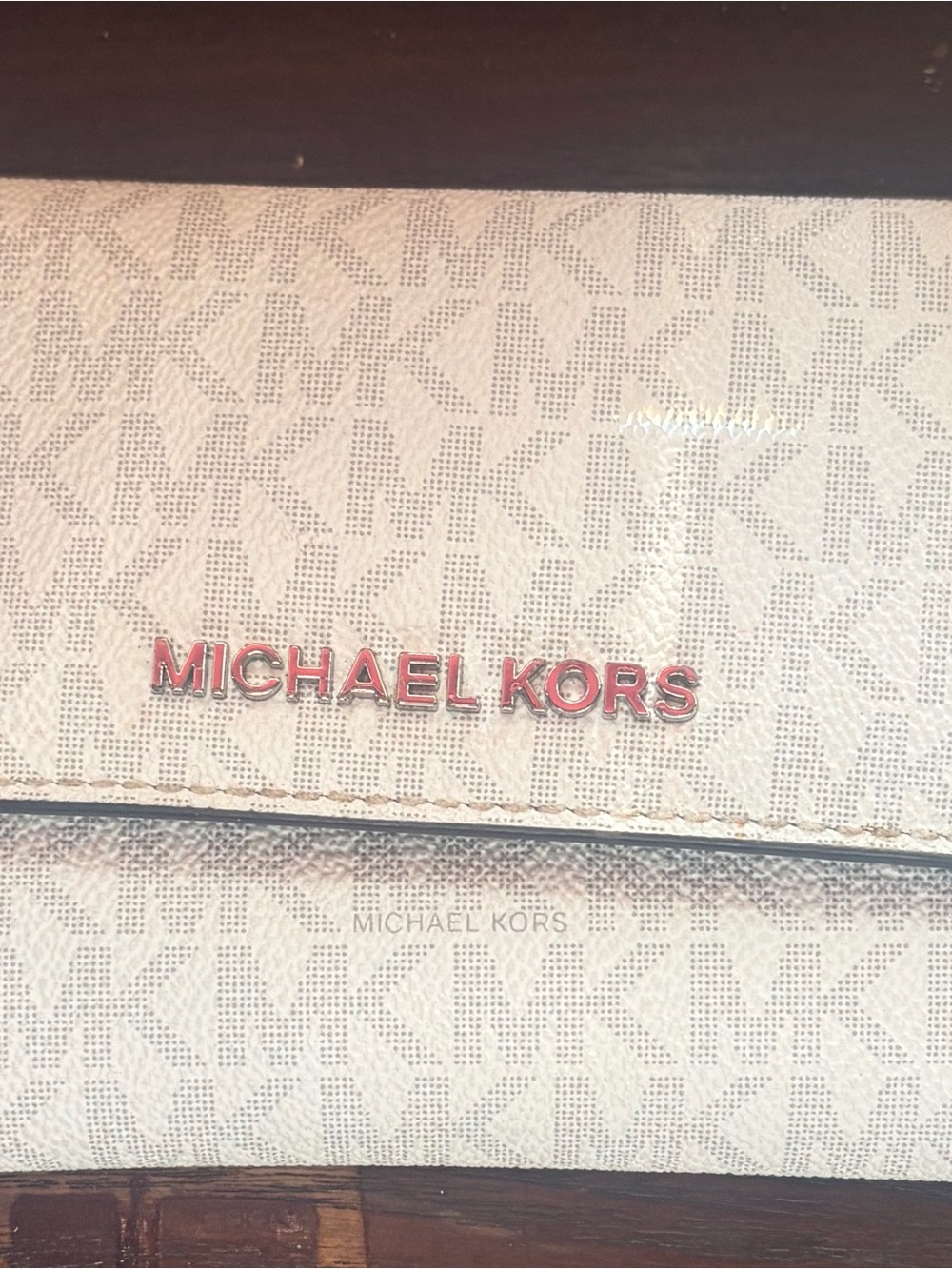 Michael Kors Cream Logo-Print Trifold Wallet